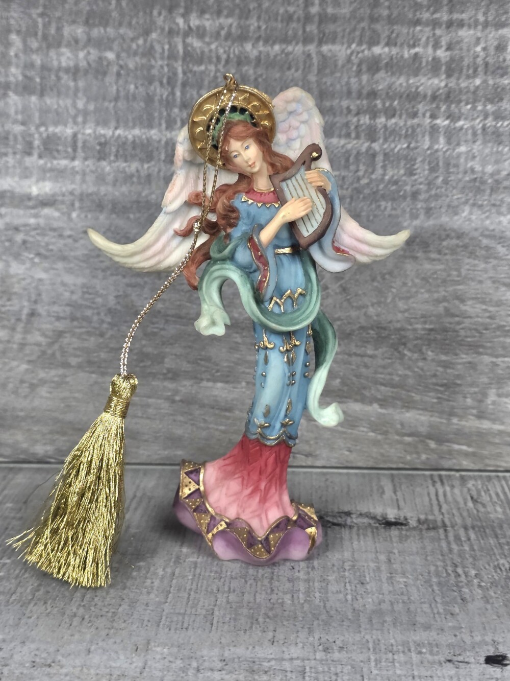 Lenox Angel of Glory Ornament Christmas Holding Harp Colorful Resin g74b4
